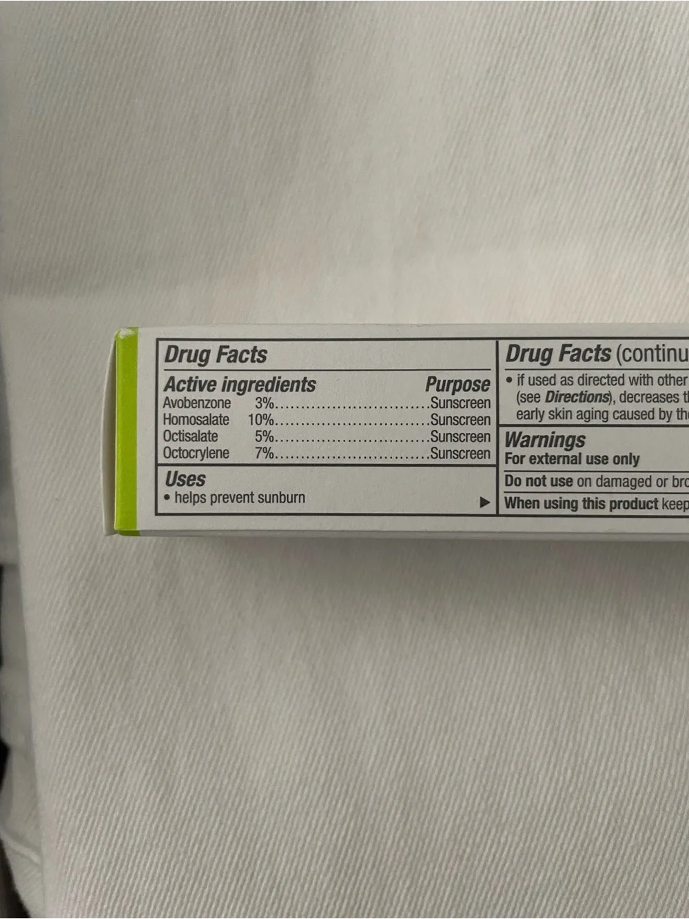 Kiehl's Auto Tone Discoloration and UV Solution - Sunscreen Drug Facts Panel